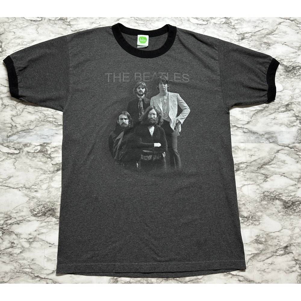 The Beatles 2005 Men's T‎ Shirt Size L Dark Gray John Paul George Ringo VTG